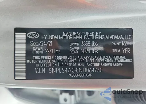 2022 Hyundai Elantra Sel from USA, damaged, VIN 5NPLS4AG8NH064730